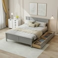 thumbnail image 2 of Gymax Full Size Wooden Bed Frame w/ 2 Storage Drawers & Under-bed Storage Gray, 2 of 10