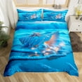 thumbnail image 2 of Erosebridal Dreamy Seashell Duvet Cover, Blue Coastal Ocean Comforter Cover, Marine Decor, Reversible 2pcs（No Comforter）, 2 of 6