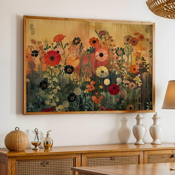 Gustav Klimt Wildflower Art Print Poster Poster Botanical Gold Background Floral Wall Art Vintage Flower Meadow Klimt Gallery Nature Wall Art Print Poster, Size 8x12 UNFFRAMED F03.1.6l1553
