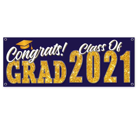 Congrats Grad Class of 2021 13 oz Banner 13 oz Vinyl Banner With Metal Grommets