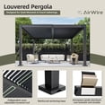 thumbnail image 7 of MUCHANT 10x12 FT Louvered Pergola, Outdoor Metal Pergola with Independent Adjustable Roof and Drainage System for Patio, Deck, Garden, Dark Gray, 7 of 7