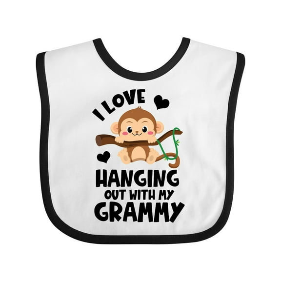 Inktastic Monkey I Love Hanging out with My Grammy Boys or Girls Baby Bib