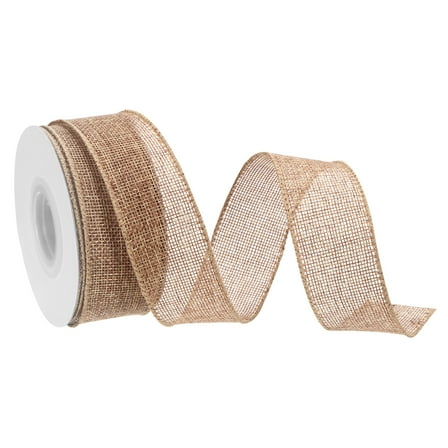 Burlap Ribbon Fabric Wired Edge Ribbons Golden 1-1/2 Inch x 10 Yard Wired Ribbon for Gift Wrapping
