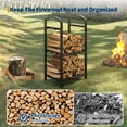thumbnail image 3 of Garvee Heavy Duty 30 Inch Firewood Rack - 2-Tier Metal Log Holder with Kindling Hooks - Large Wood Storage Organizer for Indoor Outdoor Fireplace, Patio, or Deck - Antique Copper, 3 of 8