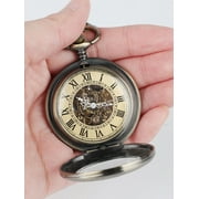 TSV Men's Mechanical Retro Pocket Watch, Classic Mechanical Movement Pocket Watch with Chain