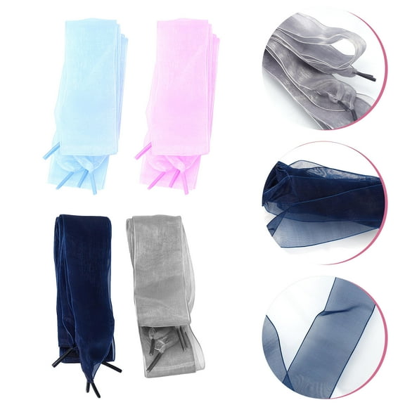 UPOUART 4Pairs Shoe Lace Ribbon Sky Blue Polyester Decorative for Women Casual