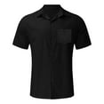 thumbnail image 4 of RUTAYY Men's Shirts Casual Solid Color Short Sleeve Button Formal Turndown Collar Button Down Daily Wear Trendy Beach Blouse, 4 of 4