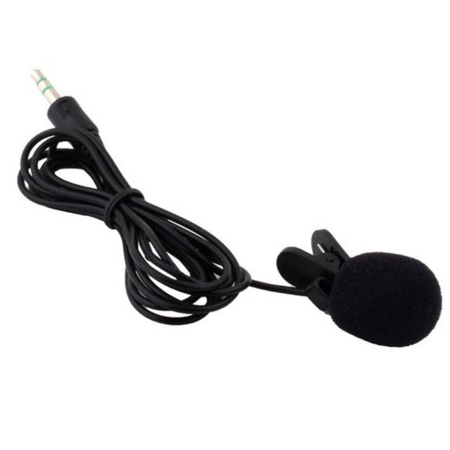 Tholdsy Mini collar de micrófono con cable Altavoz universal Solapa con clip Manos libres Micrófono para hablar Guía de conferencias Estudio Cables de audio/vídeo 1pc/negro