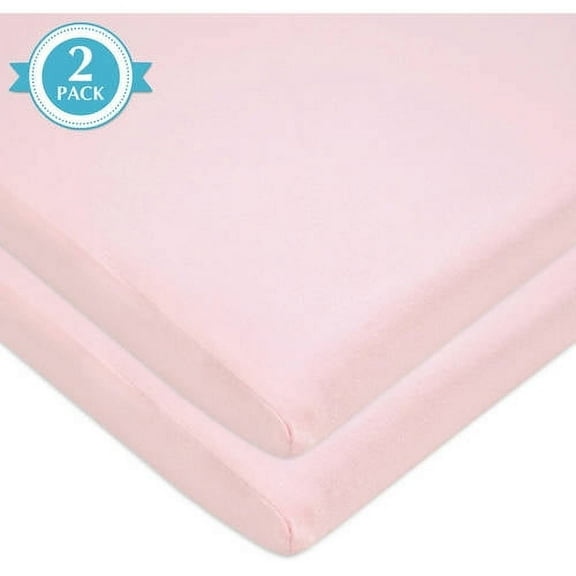 American Baby Company 15" x 33" 2-Pack Fitted Bassinet Sheet, 100% Natural Cotton Jersey Knit, Pink, Soft Breathable, for Girls