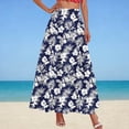 thumbnail image 2 of WRKEKC Flowy Skirts for Women Floral Print Elastic Waist Drawstring Pocket A Line Skirt with Summer Vibe, 2 of 5