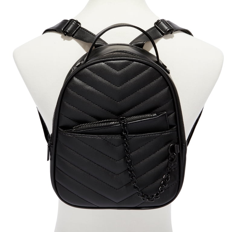 Black Quilted Chain-Handle Backpack Purse BLACK QUILTED CHAIN HANDLE Mini BACKPACK | eBay main image 2