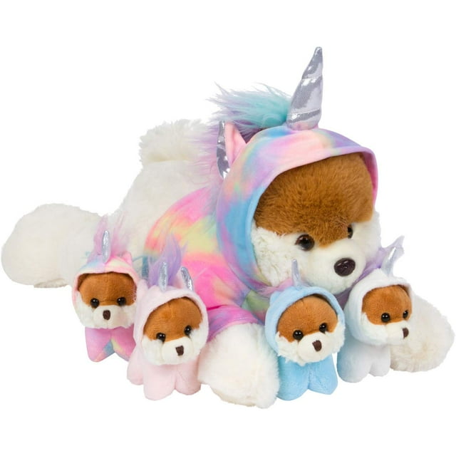 Pixiecrush Unicornio Peluches para niñas de 3 a 8 años - Mamá Perro Unicornio con 4 Cachorros de Unicornios - Almohada Mágica para Perros - Encantadores Juguetes Sorpresa para Cachorros