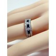thumbnail image 6 of HeartsAndYou 4ct Round Natural Sapphire Moissanite Filigree Wide Band 14k SOLID White Gold, 6 of 9