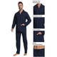 thumbnail image 2 of Apparonia Conjunto de Pijamas para Hombre de Algodón con Cuello con Muesca Pijamas para Hombre de Manga Larga Ropa de Dormir para Hombre con Bolsillos y Frente Fly Estampados Azul Marino XXL, 2 of 7