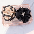 thumbnail image 4 of BEGOOD 4Pcs Hair Scrunchies PU Satin Hair Ties Soft Hair Bobbles Black Scrunchy Hair Bands Beige Ponytail Holder, 4 of 7