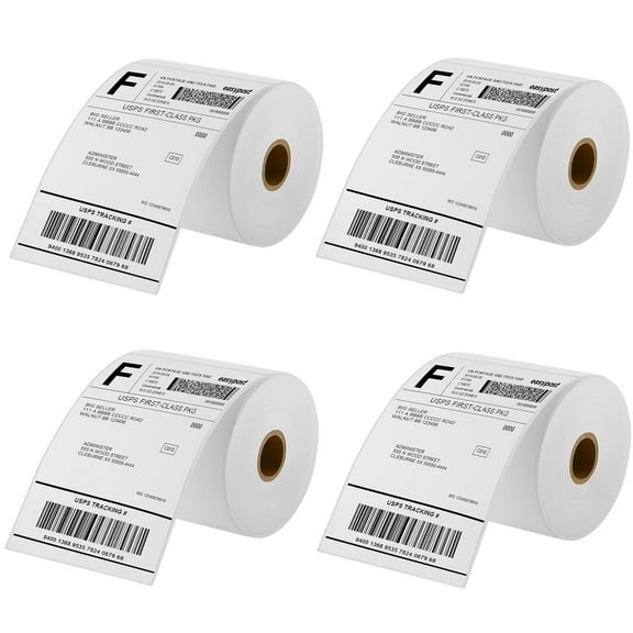 NefLaca 4x6 Thermal Labels, 1000 Shipping Labels, 250 per Roll White Perforated Self Adhesive Labels for Thermal Printer (4 Rolls)