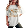 thumbnail image 2 of Spring Tops for Women LEBONYARD Womens Summer Tops Loose Fit,Tshirts for Women Round Neck,Women's Fashion Summer Round Neck Drop Sleeves Leisure Short Sleeve Flower Printing Tops White M, 2 of 7