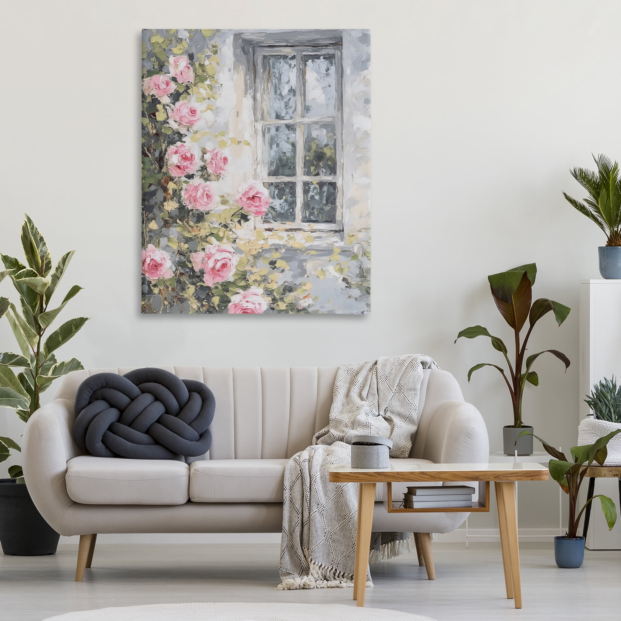 Stupell Industries View Of Roses Cottage Window Canvas Wall Art, design by LSR Design Studio