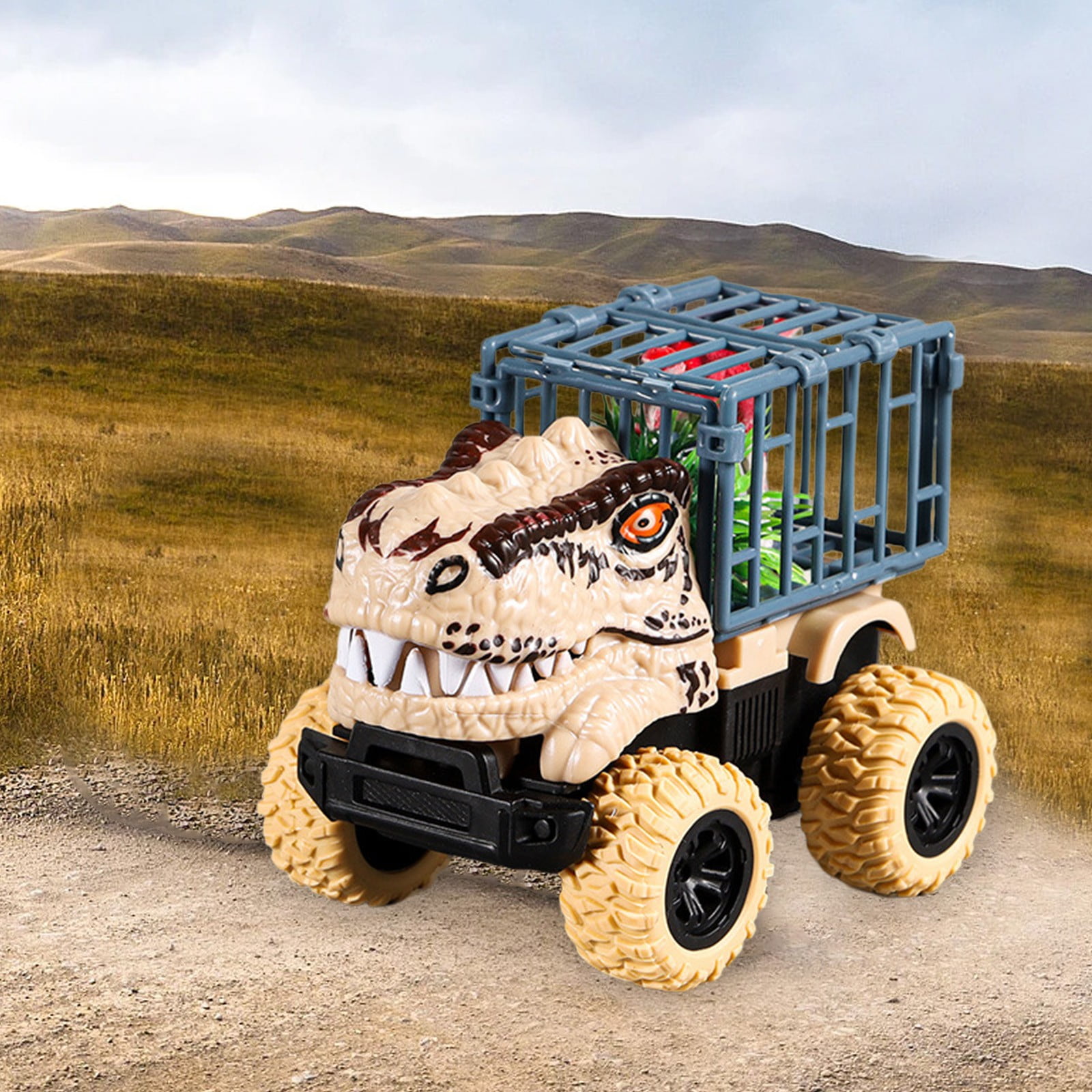 Amketima Dinosaur Transport Vehicle Engineering Toy for Boys Girls ABS Plastic Cool Green Truck Gift for Age 3+ 4.33 Inches