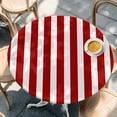 thumbnail image 3 of Red Striped Fitted Tablecloth with Elastic Edged, Round Table Cloth for Dining Table, Christmas Farmhouse Red White Stripes Waterproof Oil Proof Table Cover for Indoor Outdoor 55"-60", 3 of 9