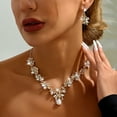 thumbnail image 2 of Faty-T Gorgeous Wedding Jewelry Set for Women Bridal Cubic Zirconia Marquise Teardrop Leaf Cluster Y-Necklace Dangle Earrings Link Bracelet, 2 of 10