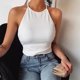 thumbnail image 5 of Gibobby Blusa Mujer Sólido Sin mangas Tops Halter Tank Slim Vendaje Moda Sexy Blusa de mujer(Blanco,CH), 5 of 5