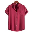 thumbnail image 1 of DPTALR Chemise Décontractée à Manches Courtes pour Hommes, Col Montant, 1 of 7