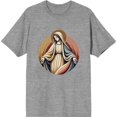 thumbnail image 3 of Virgin Mary  Adult Heather Gray Crew Neck Short Sleeve Tee-Medium, 3 of 4