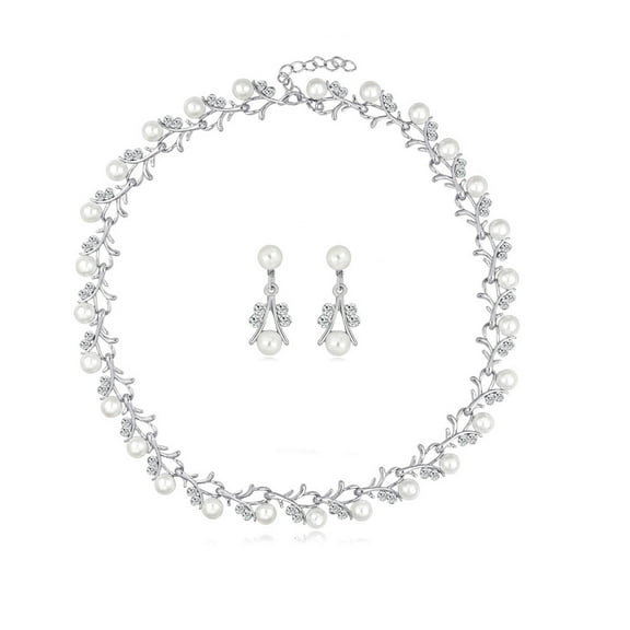 DESIGNICE Jewelry Set,Romantic Pearl Necklace and Earring Set,Sophisticated Pearl Jewelry for Women,Elegant Necklace for Weddings