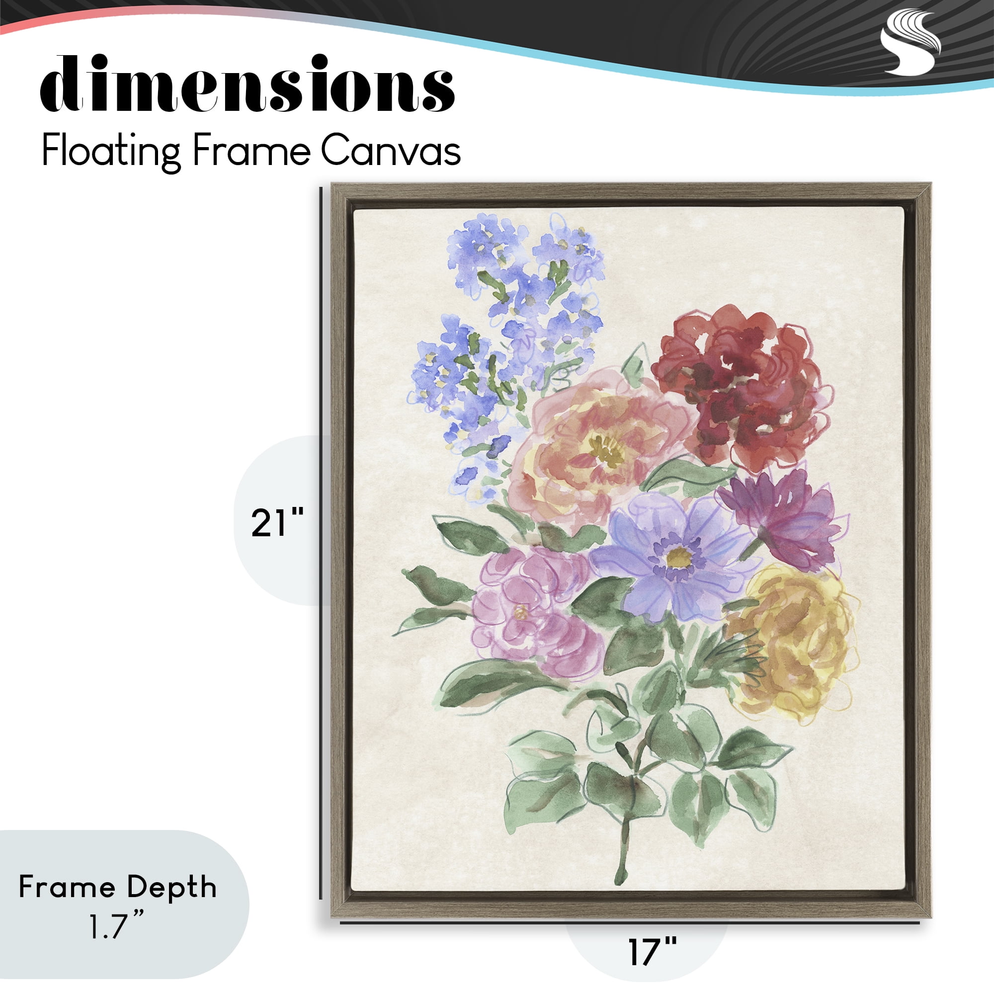 Stupell Industries Mixed Blooms on Parchment Brown Framed Floater Canvas Wall Art, design by June Erica Vess