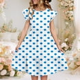 thumbnail image 3 of Efsteb Summer Dress for Girls Polka Dots Round Neck Flowy Party Dress Ruffle Short Sleeve Vacation Sundress (Blue,5 Years), 3 of 8
