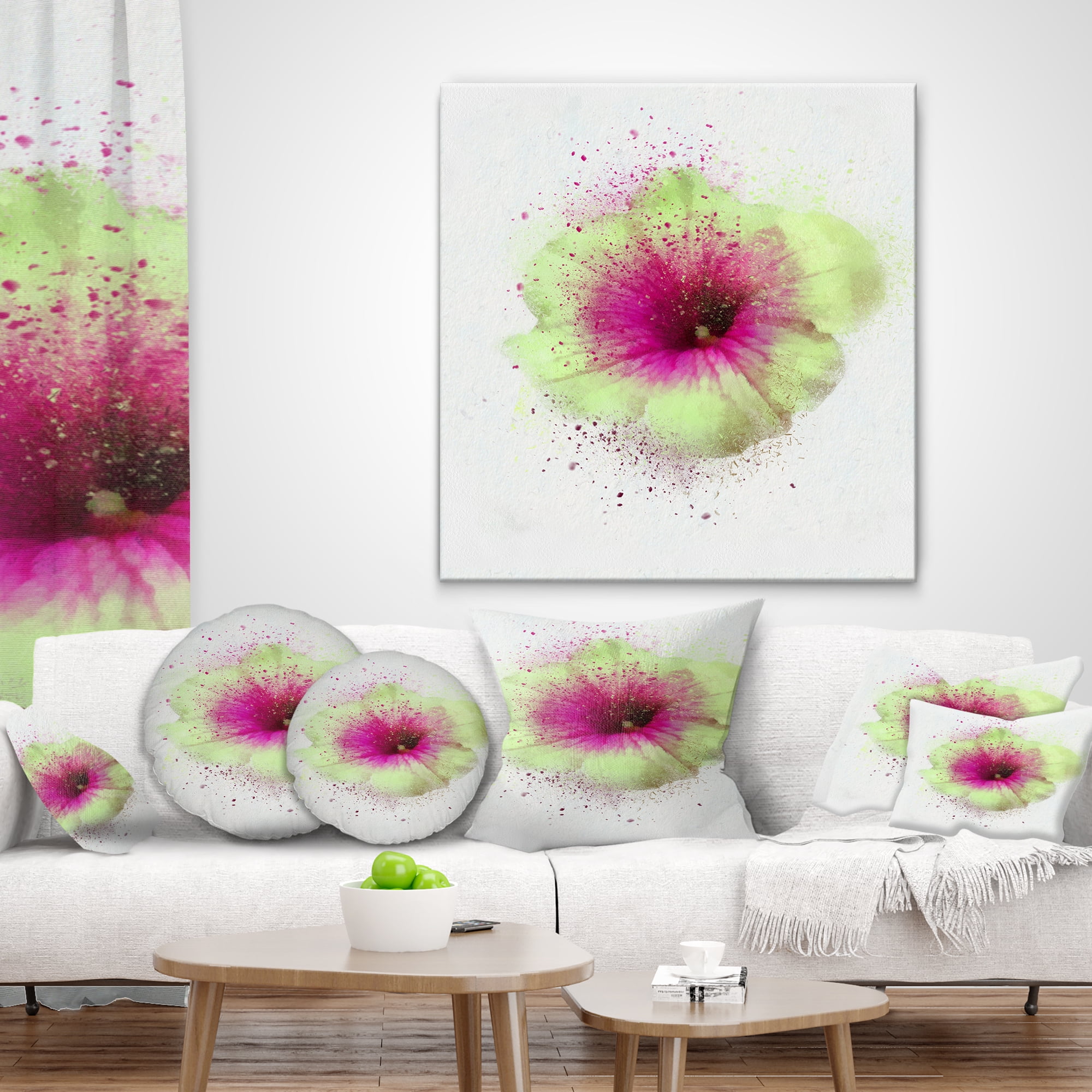 Designart Colorful Gentiana Alpina Watercolor - Floral Throw Pillow - 18x18