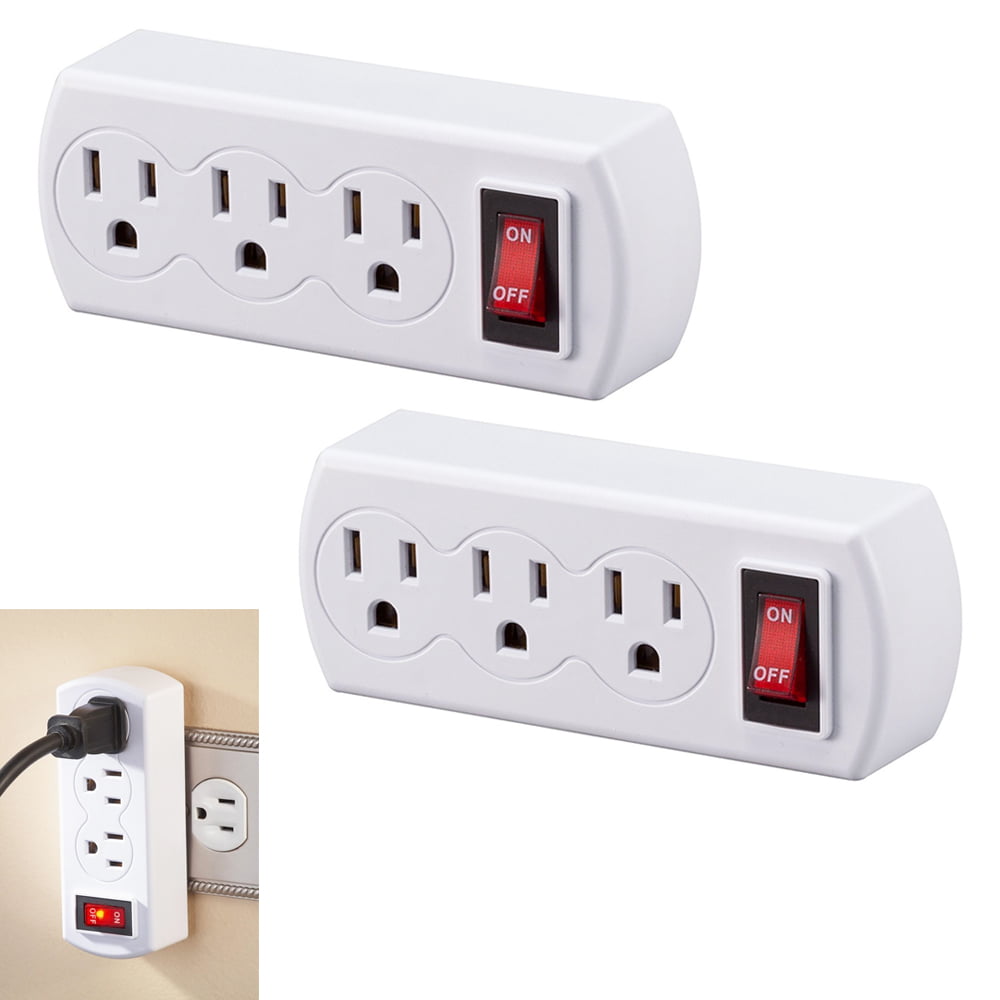 LOT OF 2 TRIPLE OUTLET GROUNDED ELECTRIC WALL 3 WAY TAP POWER ADAPTER UL LISTED 