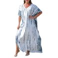 thumbnail image 1 of Vestido, Vestido maxi de gran tamaño para mujer Tie Die Printed V Neck Beach Robe Cover Ups Abanopi Gris, 1 of 7