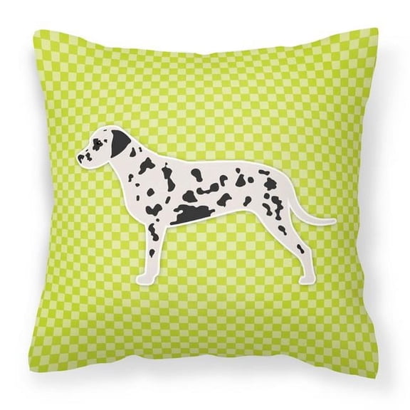 Dalmatian Checkerboard Green Fabric Decorative Pillow