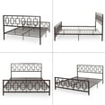thumbnail image 4 of King Size Metal Platform Bed Frame with Wrought Iron-Art Headboard/Footboard, No Box Spring Required, Copper Color, 4 of 5