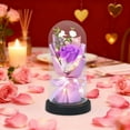 thumbnail image 6 of Gallickan Soap Rose Bouquet, Glass Dome with LED Light Base, Artificial Fragrant Rose Flowers, Long Lasting Valentine's Birthday Gift and Home Table Decor, Purple, 6 of 6
