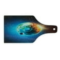 thumbnail image 2 of Outer Space Cutting Board, Planet Earth in Sun Rays Elements Astronomy Atmosphere Sky Satellite Moon Image, Tempered Glass Cutting and Serving Board, Wine Bottle Shape, Red Blue, by Ambesonne, 2 of 5