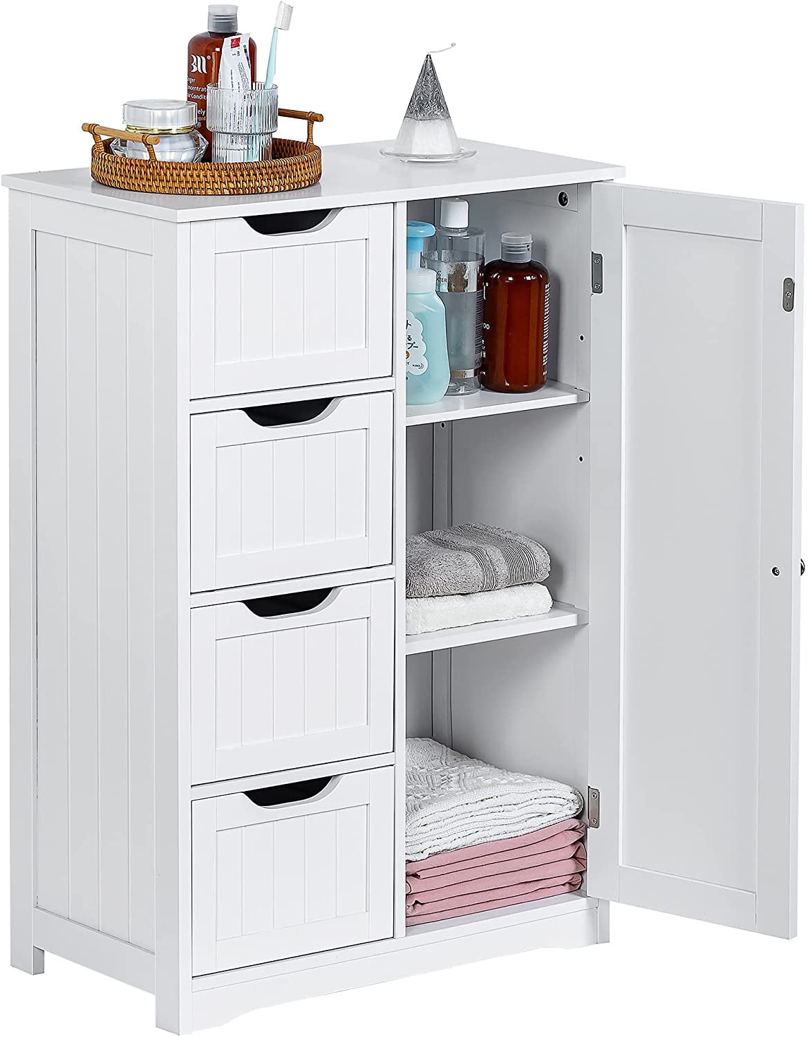 Jaela 23 1/2W 2-Door White Wood Bathroom Storage Cabinet - #781H0