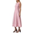 thumbnail image 2 of Women's Summer Midi Dresses Sleeveless Crewneck Beach Boho Casual Loose Long Flowy Sundress Pink S, 2 of 7