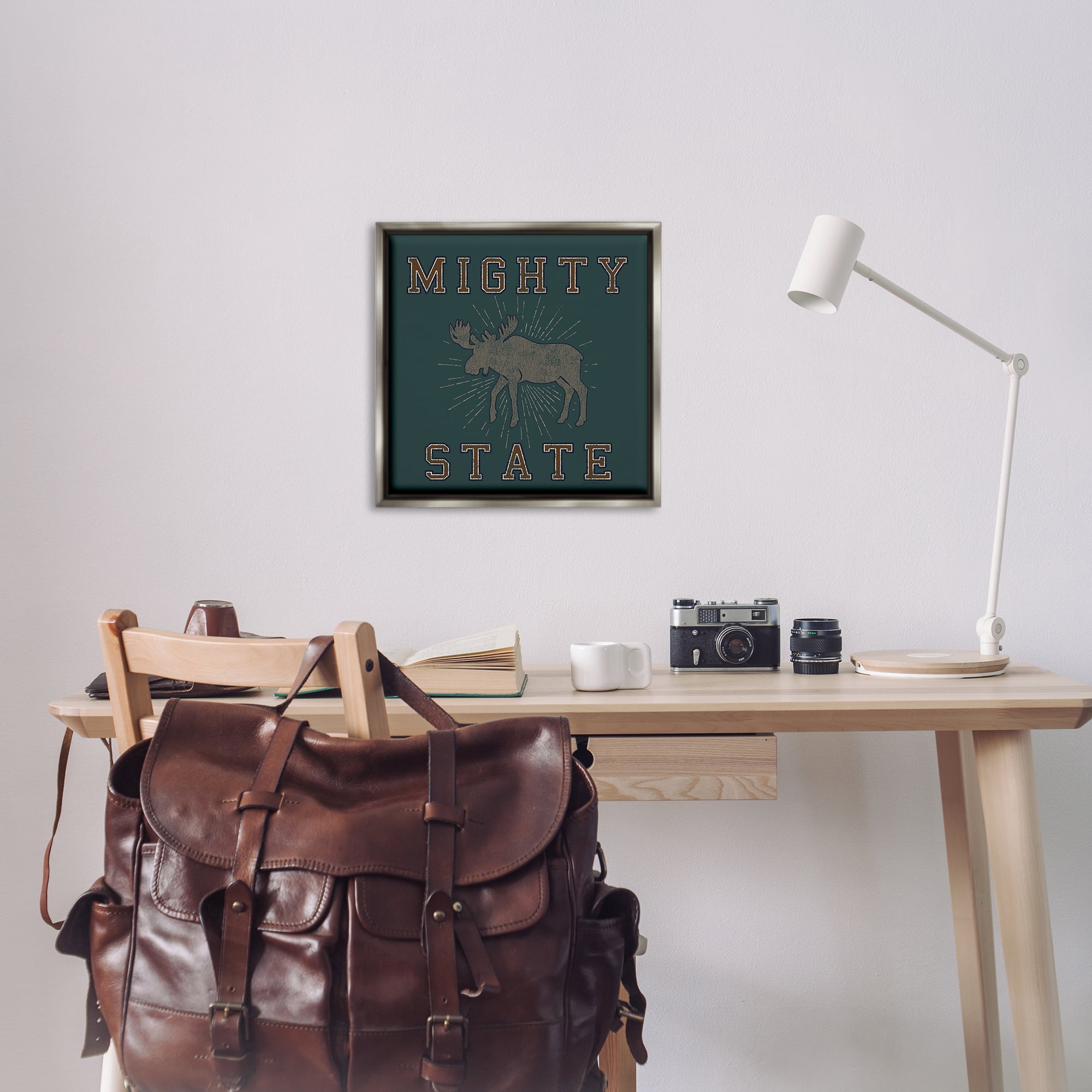Stupell Industries Mighty Moose State Animals Painting Gray Floater Framed Canvas Art Print Wall Art, 25 x 25