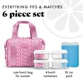 thumbnail image 3 of Fit + Fresh Remi Womens Lunch Bag, Insulated Lunch Box With Containers, Sweet Pink Block Print, 3 of 8