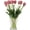 Purple, variant on 20pcs Artificial Tulip Flowers,16 Inch Real Touch Tulip Stems with Faux Leaves, Faux Tulips and Buds for Home Décor Centerpiece Ornament Wedding Bouquet,Champagne