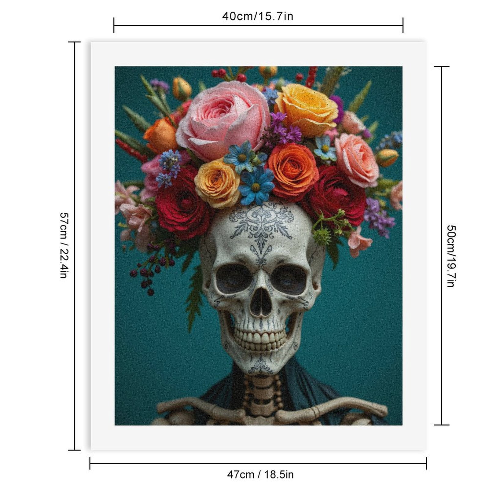 Paint By Numbers Kit for Adults Beginner - Skeleton Floral Crown Art DIY Canvas Painting Kits for Adults, Frameless Paint By Number for Adults for Home Wall Decor 16x20 Inch