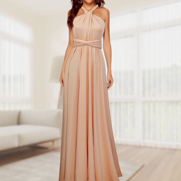 Vestido de dama de honor Lady Maxi Dress Instrucciones de cuidado Sin espalda Vestido sin mangas FLhrweasw Nuevo