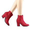 thumbnail image 2 of Botines de Tacón grueso con Cremallera Lateral Allegra K para Mujeres Rojo 36, 2 of 7