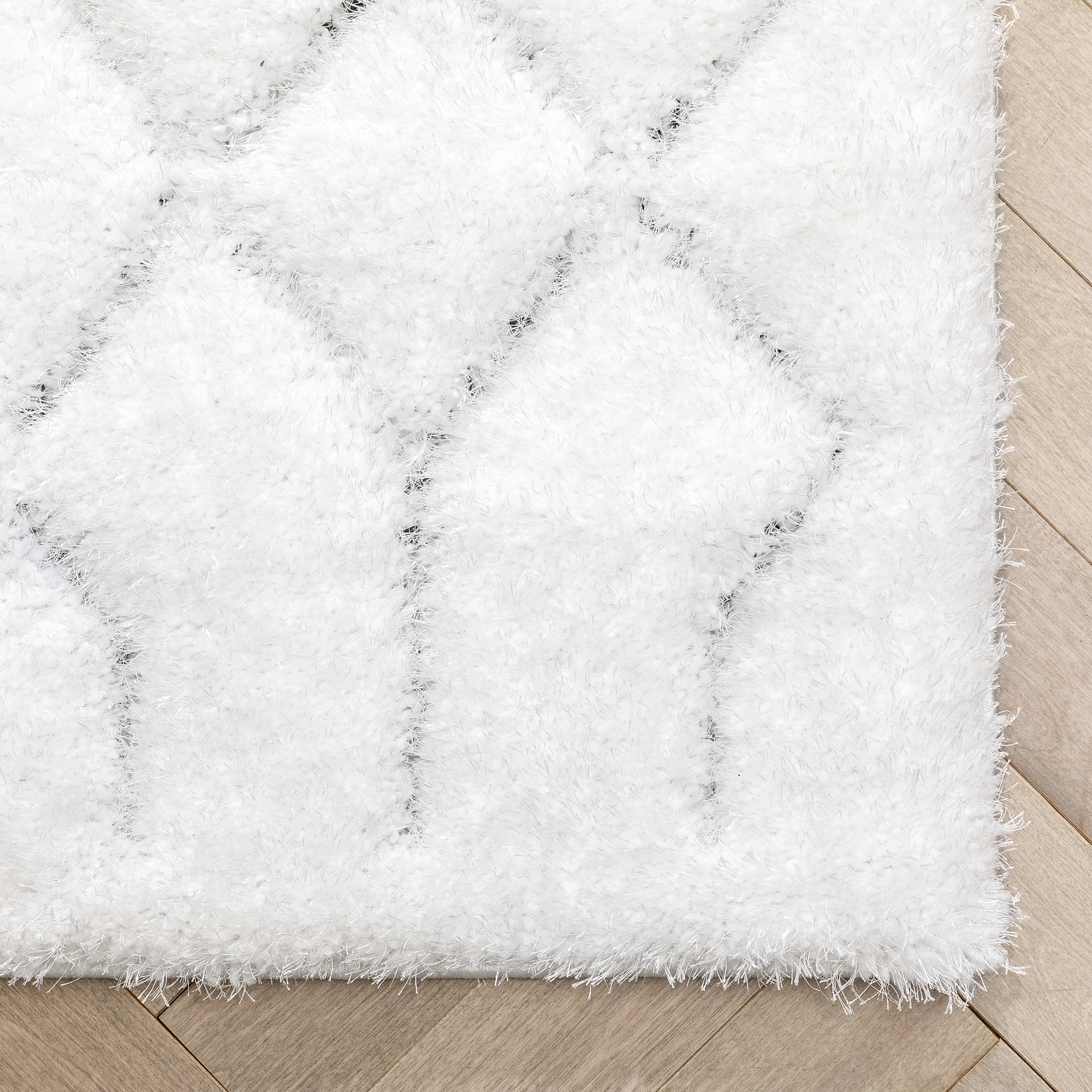 Well Woven Logan Winona Honeycomb Hexagon Pattern Shag 3D Textured Ivory 7' 5" x 9' 10" Area Rug