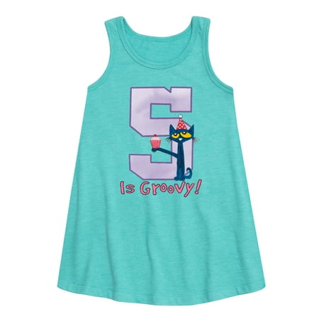 

Pete the Cat - Happy 5th Birthday - Toddler and Youth Girls A-line Dress
