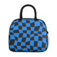 thumbnail image 2 of Blue and Black Wavy Checkered Pattern Insulated Leakproof Lunch Box for Work, Lunch Bag for Women Men, Loncheras Para Mujer for Beach Travel Picnic Camping, 2 of 6