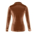 thumbnail image 5 of WREESH Womens Vintage Velvet Shirts Solid Color Long Sleeve Lapel Button Up Blouse With Pockets Fall Warm Casual Loose Fit Tops Coffee, 5 of 9